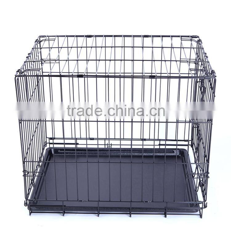 Folding Pet Dog Crate Cage Kennel with Plastic Tray Supplier