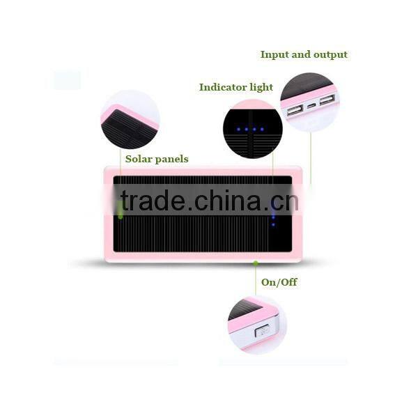 Hot 2015 promotional gifts 6000mah solar power bank portable charger with LED light