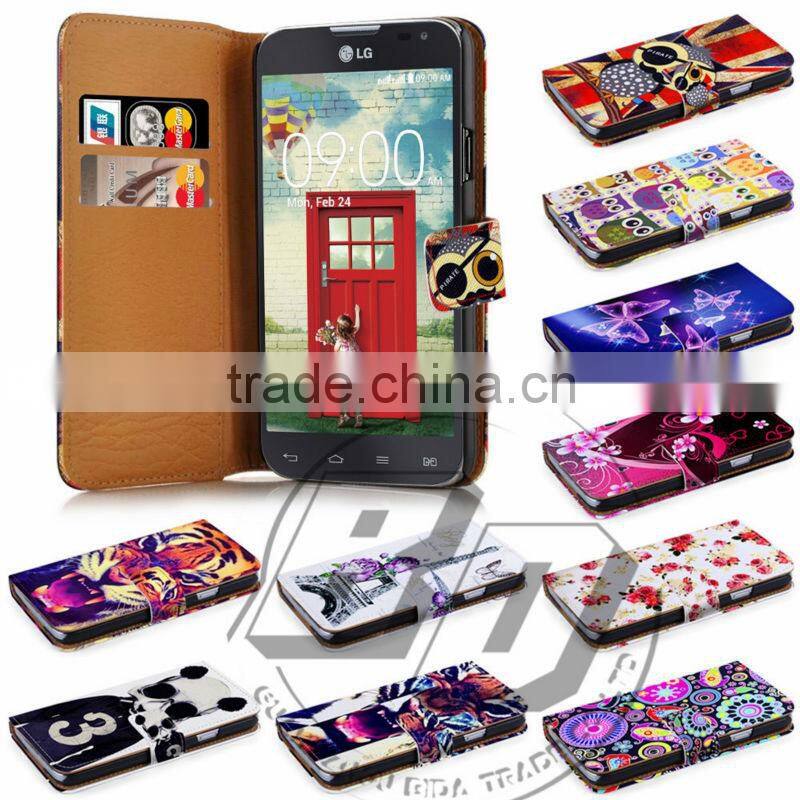For LG Optimus G Pro 2 High Quality Print Card Holder Flip PU Folio Wallet Leather Case Cover Moible Phone Csae