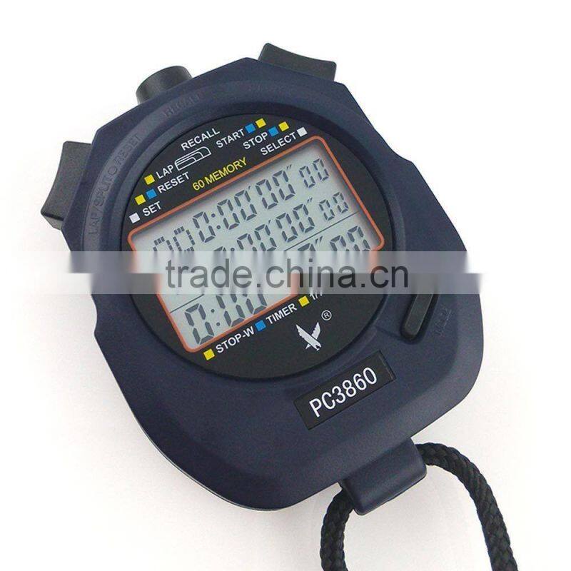 Handheld Large Screen 60 split recallable memory Sports stopwatch Timer PC3860
