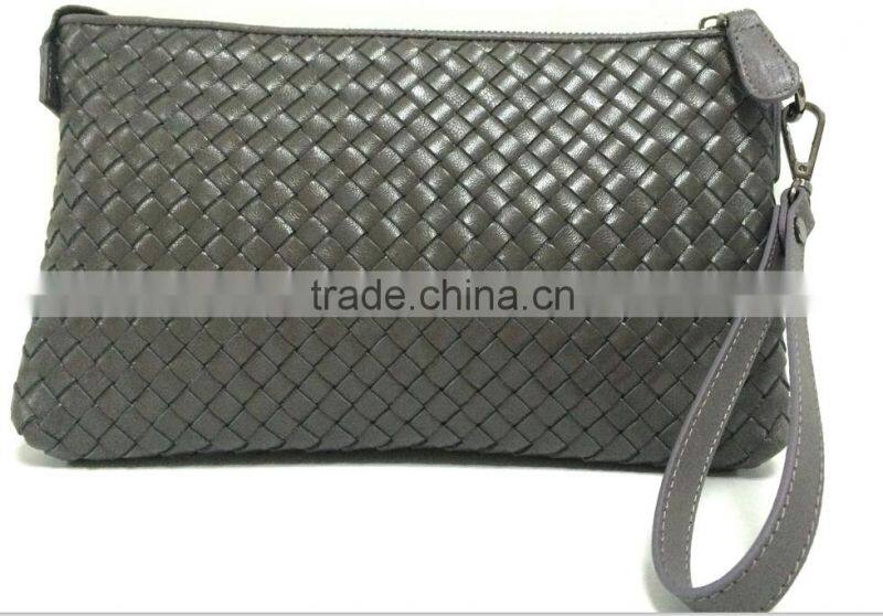 Top quality and Top leahter Handmade Weave Men genuiness leather clutch bag