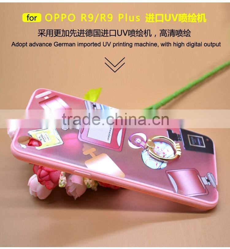 Fashion Luxury Perfume TPU+PC Hybrid Phone Case Built-in Ring Bracket For Oppo R9 Plus