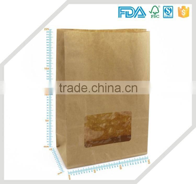 custom logo printed brown paper bag with window paper bag for food