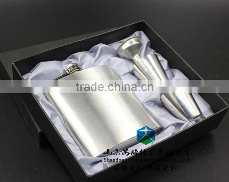 Can Print Customer LOGO Screen Printing Embossing Laser 7 oz Set Wine Funnel 201Stainless Steel Light Portable Hip Flask