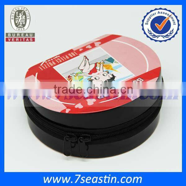 two pieces tinplate with zipper DVD tin case, CD bag box wholesale