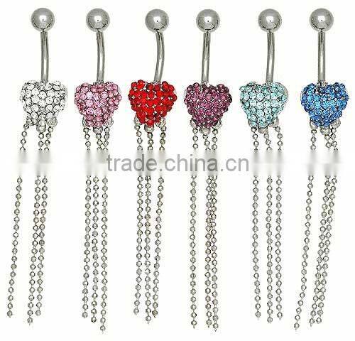 Crystal Flower Belly Button Ring body piercing jewelry