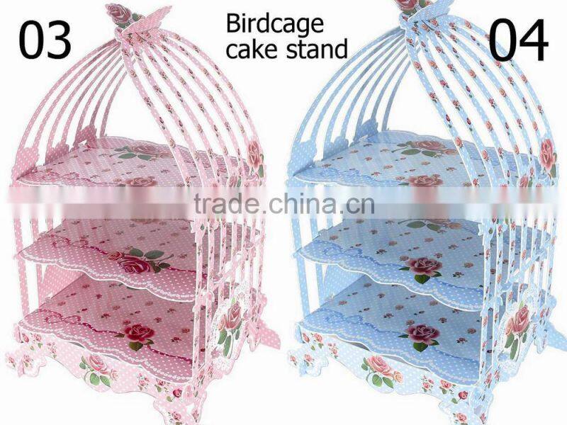 3 Tier Round Cake Cupcake Stand Cake Stand Green with Gold Line Birthday Wedding Party Display