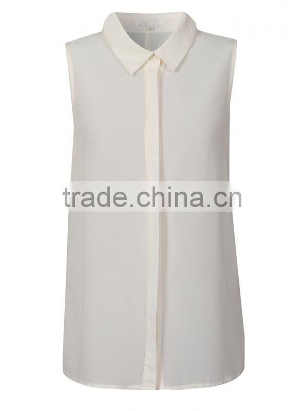 Draped Back sleeveless Chiffon tops for women 2016