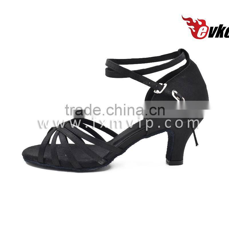Cheap price High quality satin Latin salsa Ballet ballroom dance shoes black color flat heel girl dance shoes