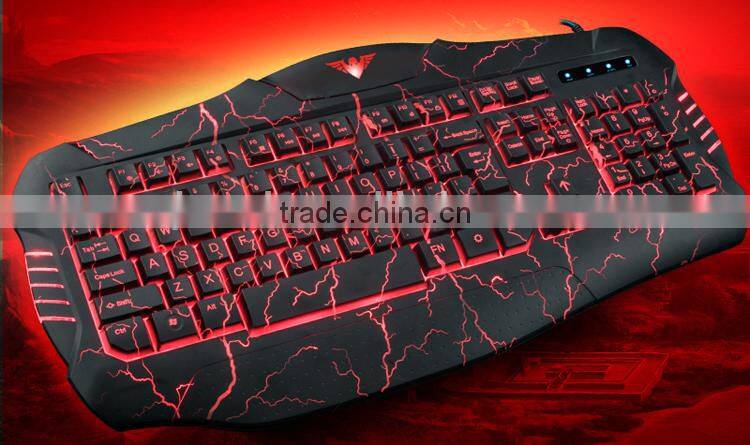 2015 the latest 3 colors LED light crack backlit professional gaming computer keyboard---JK666