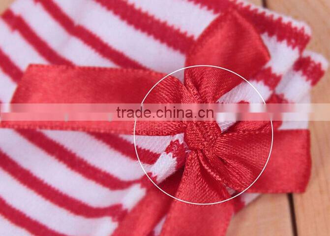 Cotton Bow Design Girls Boot Socks Princess Children's Long Sock Baby Kids Socks Leg Warmers Pantyhose Striped Bowknot