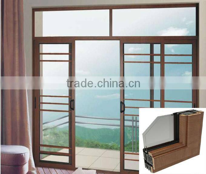 Wood finished sliding doors windows extrusion profiles,extruded aluminum profiles prices