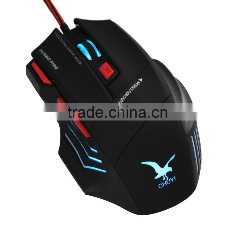 Hot sale 2400DPI Wired 7D Optical PRO Gaming Mouse Mice black