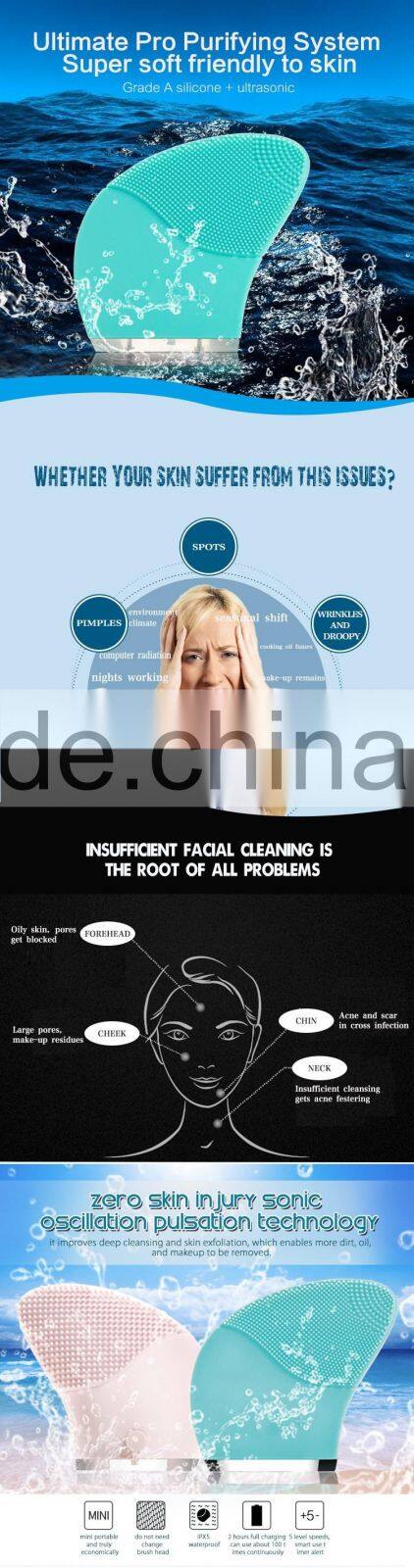 Ultrasonic Cleansing Face Massager Anti Aging Brush, Blemish Tool Exfoliator Makeup Treatment for Polish, Scrub, Microdermabrasi