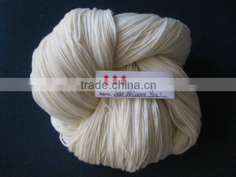 3.9/4NM 80%/10%/10% superwash merino wool/ cashmere/ nylon blend yarn,raw white/bleached white/dyed color