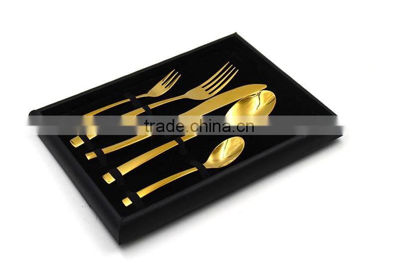 High Quality Stainless Steel Golden Cutlery Set Gold Plated Dinnerware