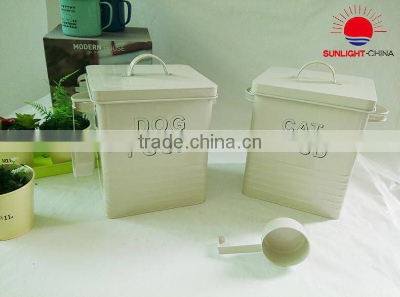 metal dog food bucket pet food bin food container laundry bin with scoop