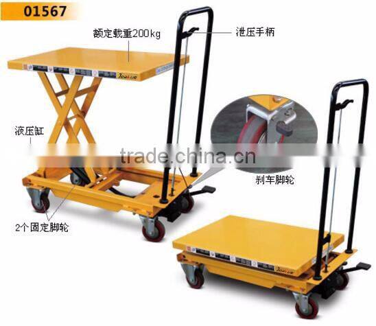 Economical foot pedal scissor lift table