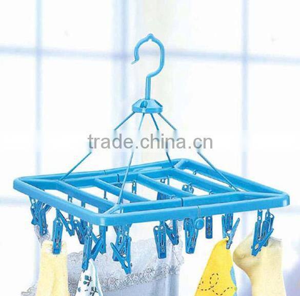 24 pegs rectangle laundry hang Folding Hanger Underwear Clothes Socks Laundry Dryer Dry Clip Peg Dorm Hook