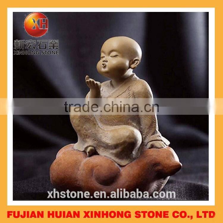 lovely little monk blow air marble stone statue
