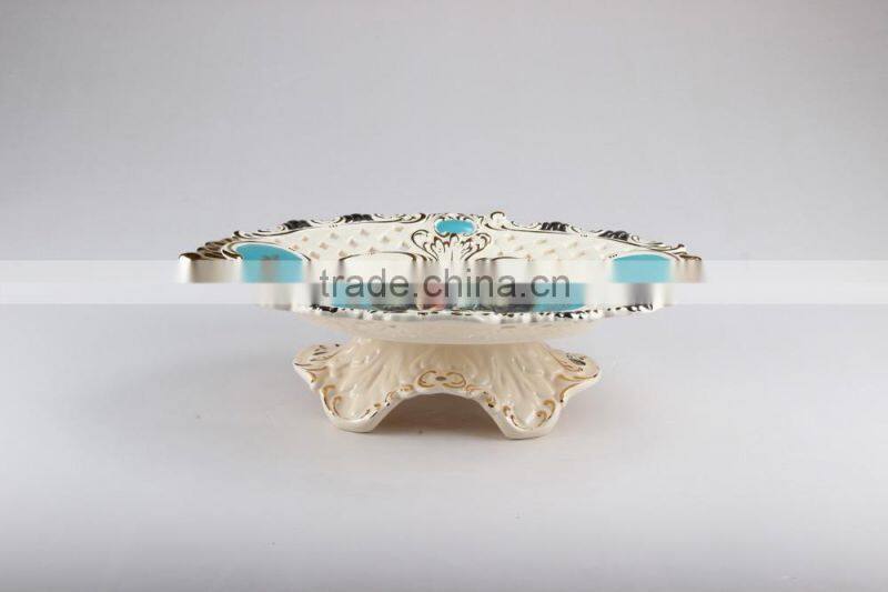 BISINI Luxury Bowls, Home Decorative Items Ceramic Fruit Bowl, Royal Blue Series High Foot Bowl (BF01-S331-01A)