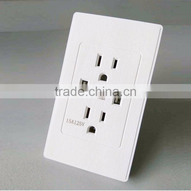 High-End 4.2A USB Receptacle, Four 2.4A USB Charging Outlets 4.2AMP/21W Total with Wall Plate