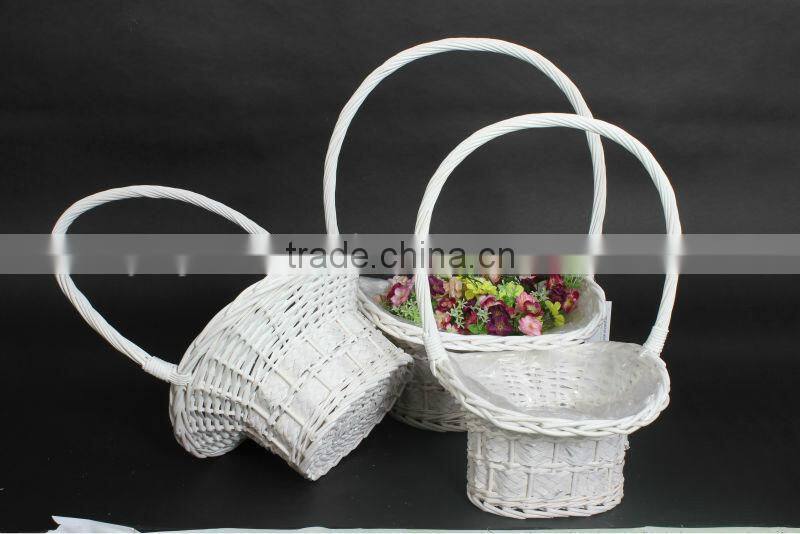 Wholesale white Wicker flower basket