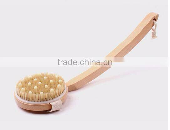 cy301 Extra Long Curved Handle Wooden Back & Bath Brush with Natural Bristle and massage