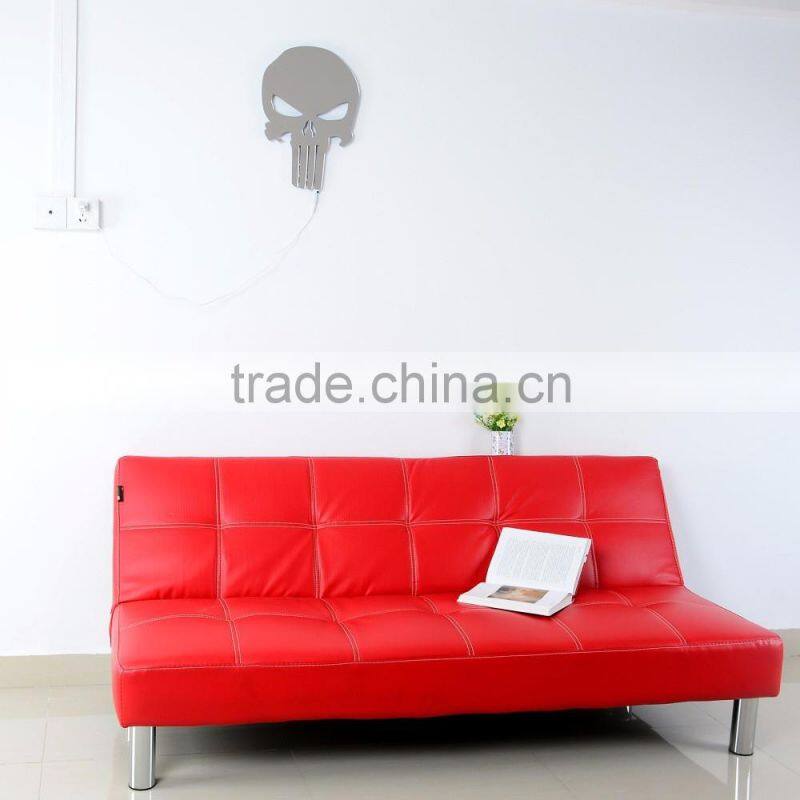 Creative Punisher Skeleton Shape Design Wall LED Light Mirror, Remote Control Colorful Decorative House Wall Mirror Light