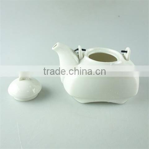 cheap ceramic plain white unique shape drinkware type tea pot 500ml
