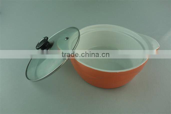 Color glazed ceramic soup tureen with glass lid in stock, grade AB