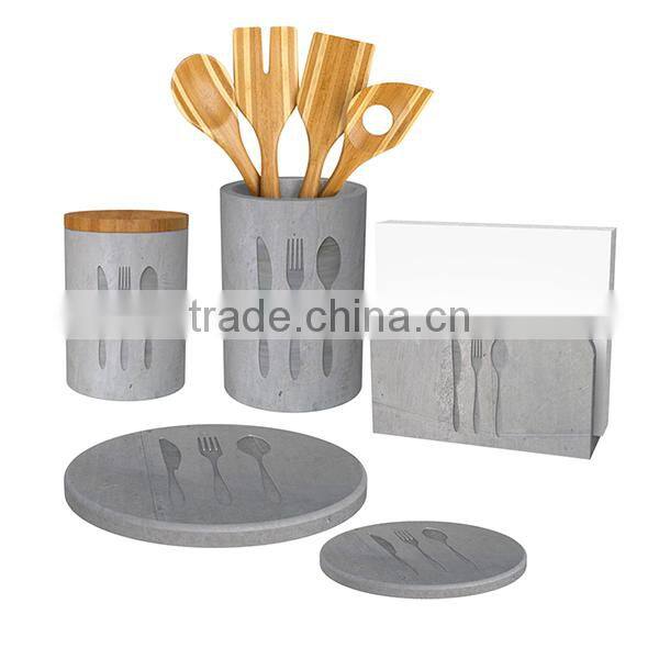 Handmade hotel decoration plain concrete christmas napkin holders