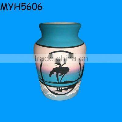 Ancient glazed clay flower vase