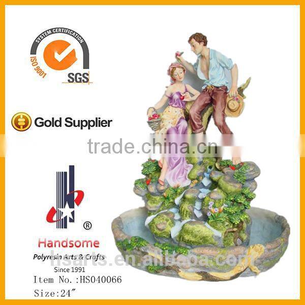 24" handmade village resin garden decoration water indoor fountain