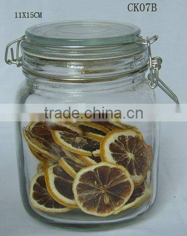 clear square glass cookie jar with clip lid food stroage airtight jar