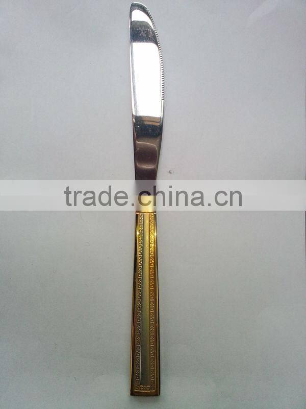Winolaz stainless steel dinner knife with gold plating handle