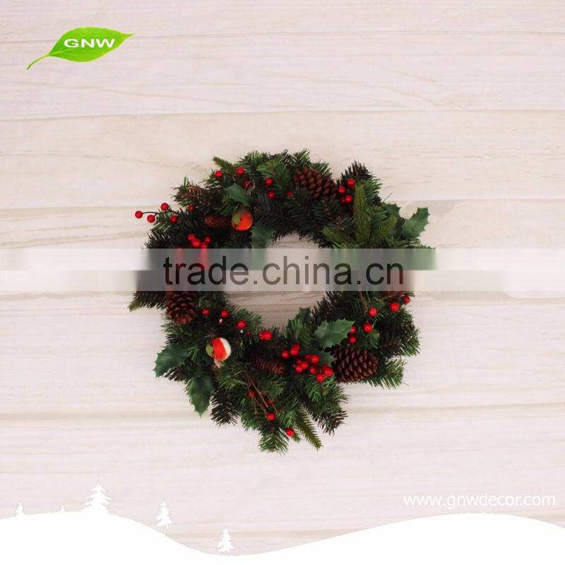 GNW CHWR-1605023 Customized Promotional indoor decoration wholesale artificial christmas wreaths