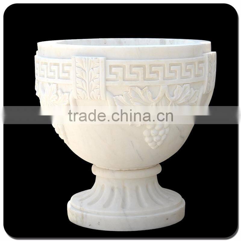 Big outdoor flower pots marble stone flowerpot for sale