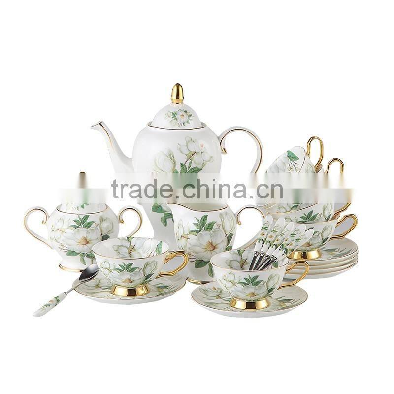 Set of 15pcs bone china flowers design coffee set