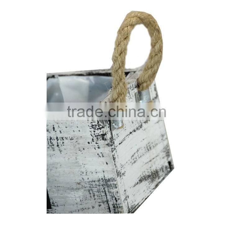 Wooden Rectangular Herb Planter Box Flower Pot for Home Garden