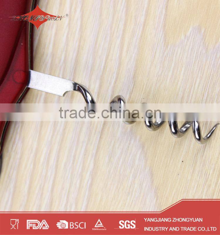 ZY-K1032 daily using multi cork corkscrew wine opener with plastic handle