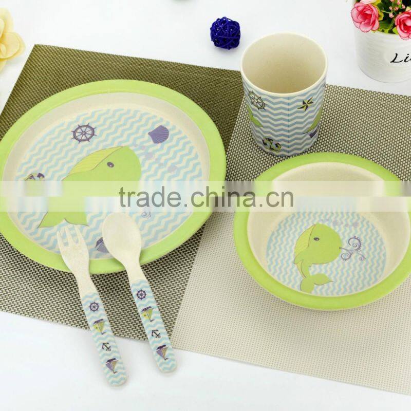 Wholesale Dishes Plate Set For Baby Kids Bamboo Fiber Dining Plate Set