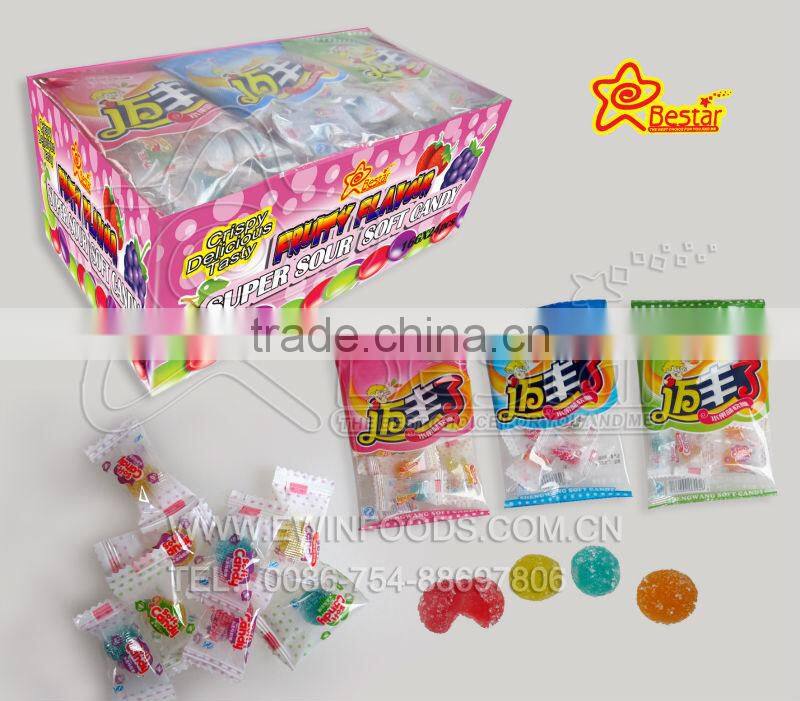 Multi-Colored Ball Shape Super Sour Soft Candy