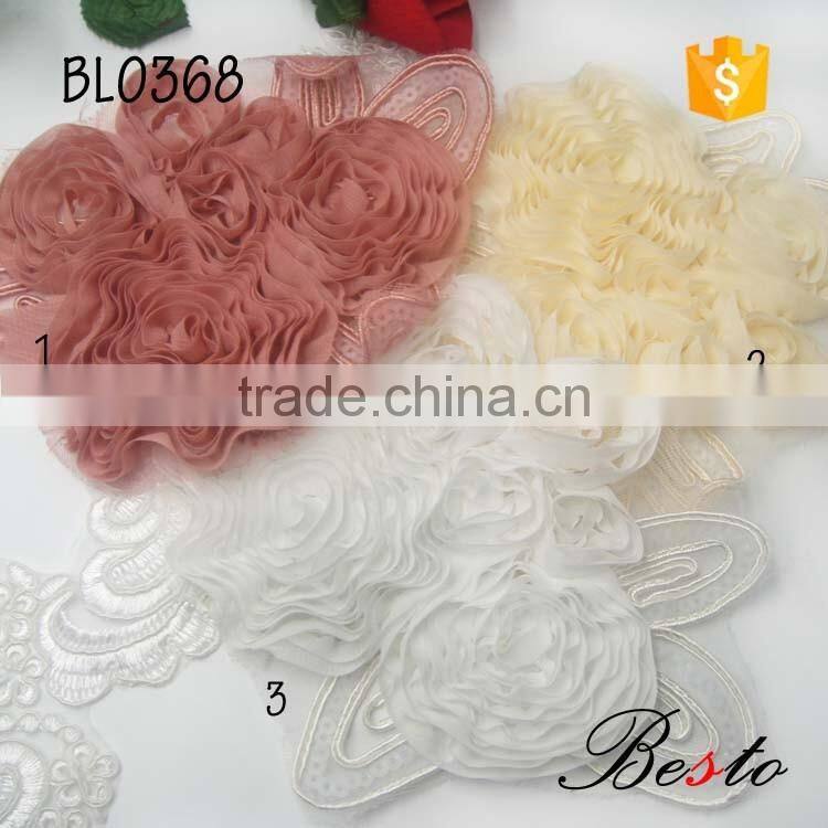 NEW colorful sew on handmade fabric flower trim baby flower applique