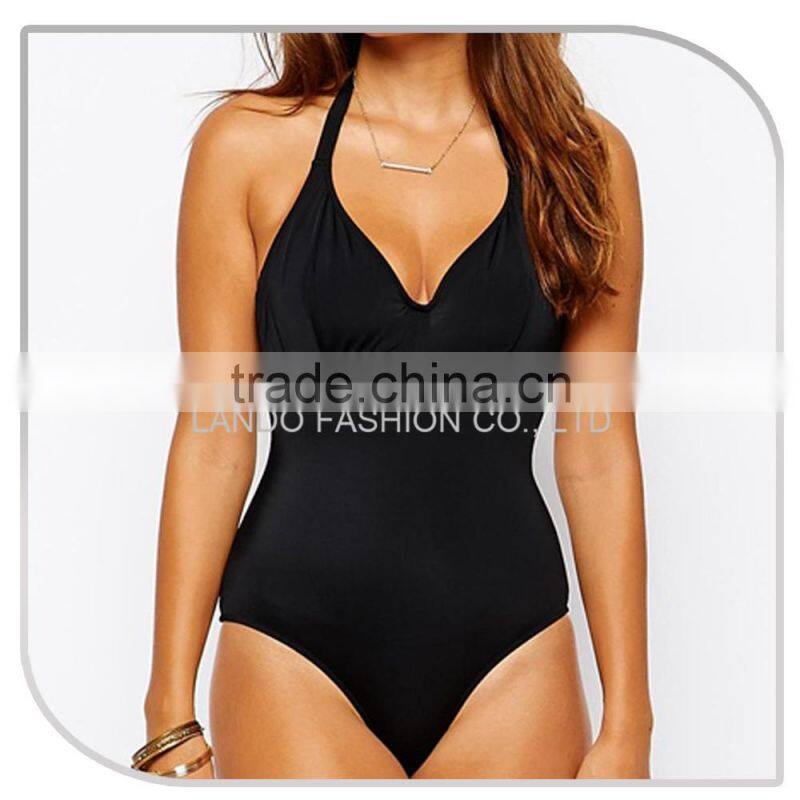 Wholesale summer black halter hot sexy girl plus size bathing suit