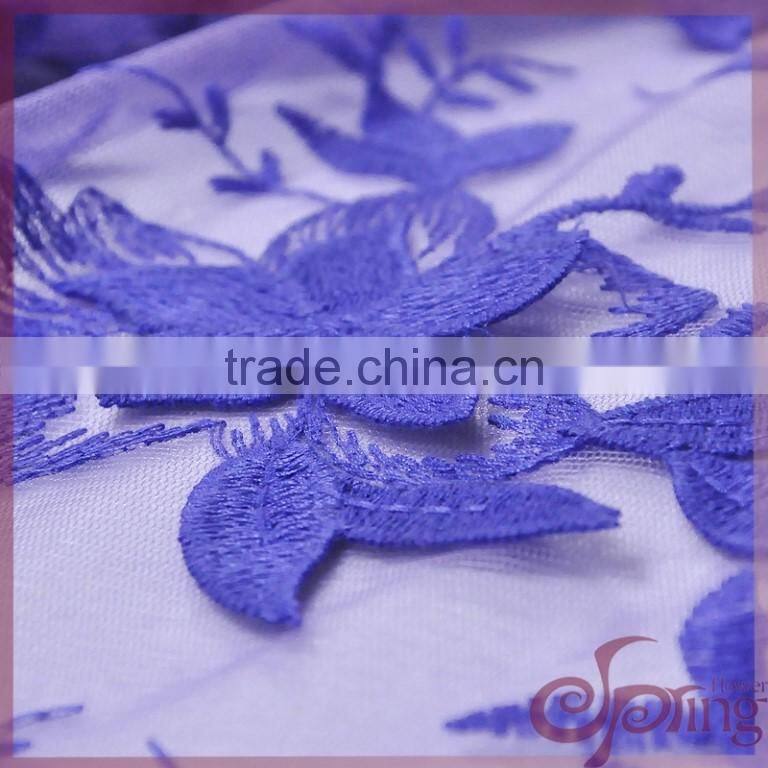 2016 new arrival high quality applique 3D violet floral lace embroidery design
