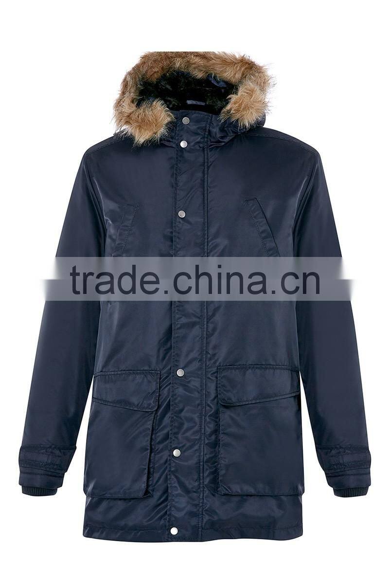 Hot new style cotton-padded mens winter coat parka jacket with fur collar