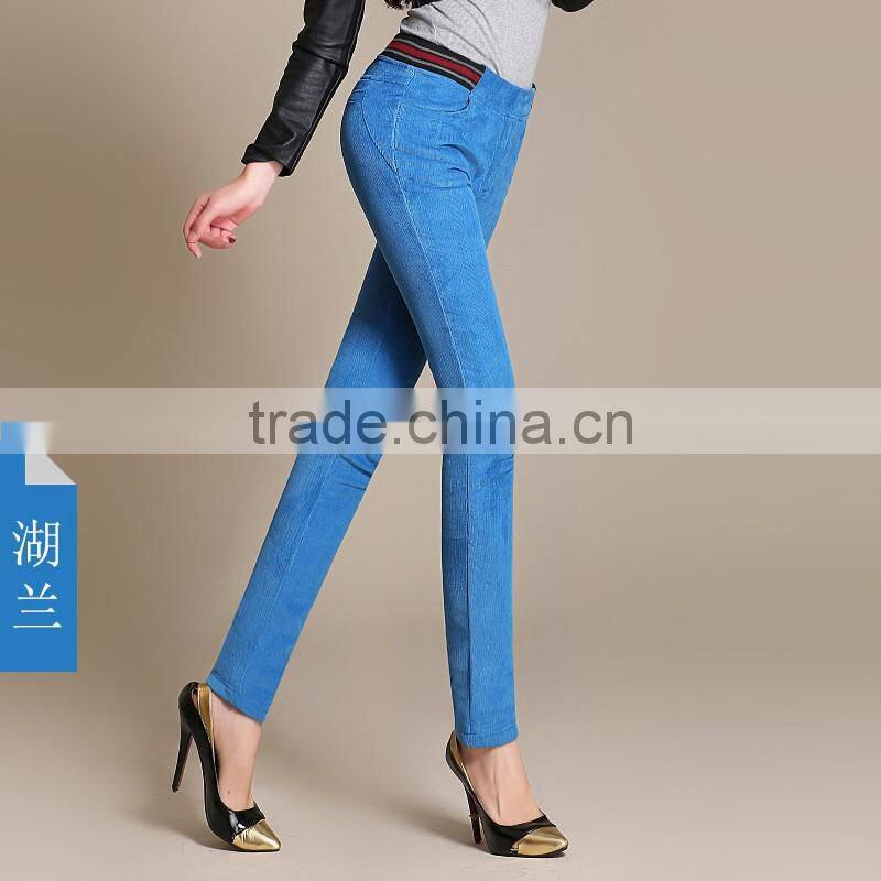 2016 skinny pants women lady corduroy pants