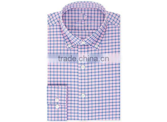 Non-Iron Pink and Blue Check Dress Shirt