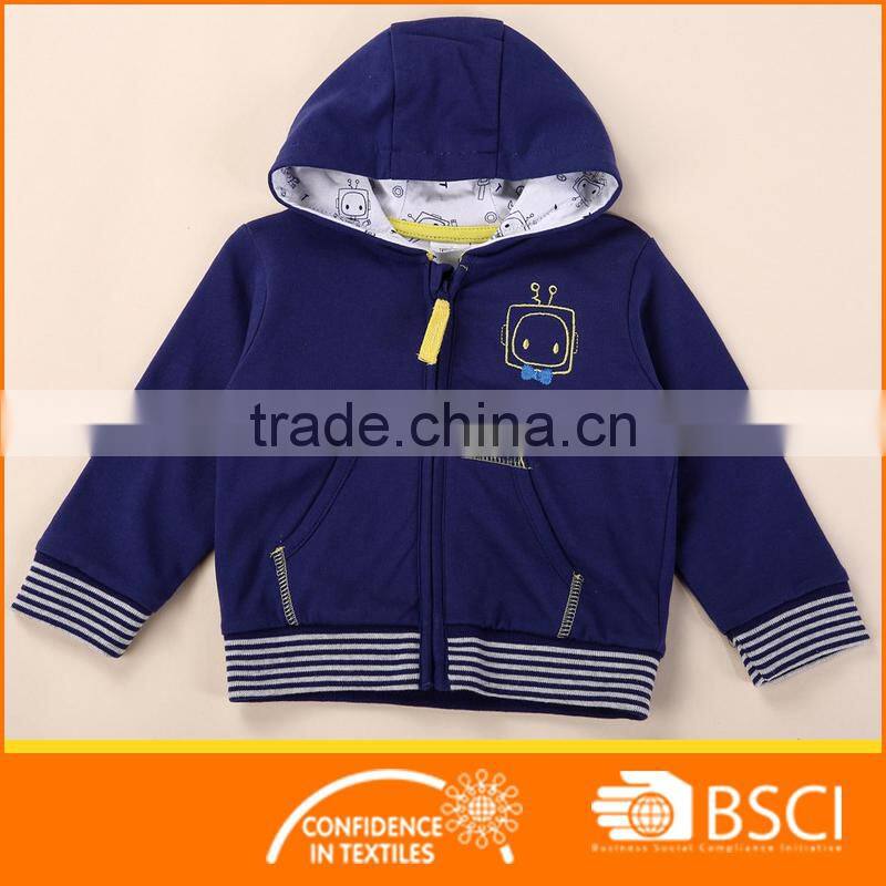 Navy Blue Boys Printed Baby Wear Jacket
